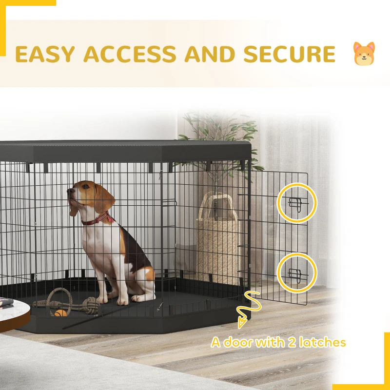 PawHut 8 Panels Foldable Dog Playpen with Bottom Pad & Top Cover, 36" High