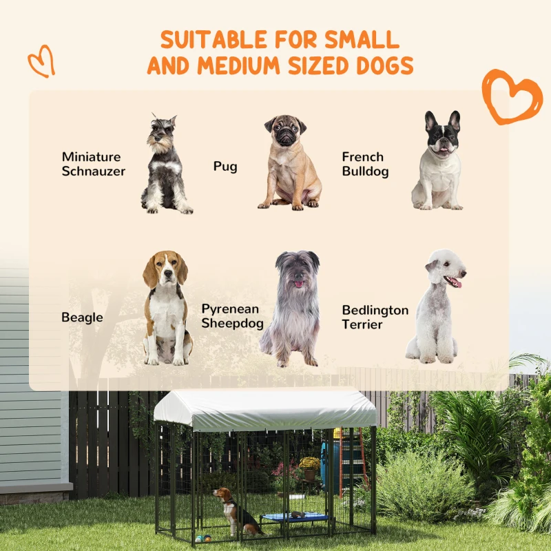 PawHut Outdoor Dog Kennel with Waterproof UV-Resistant Cover, 8 x 4 x 6 ft