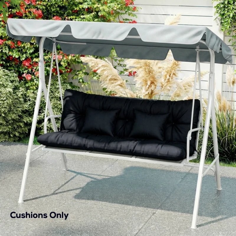 Outsunny 4-Piece Back and Seat Cushion Pillows Replacement and Pillows, Patio Chair Cushions Set with Ties, Black