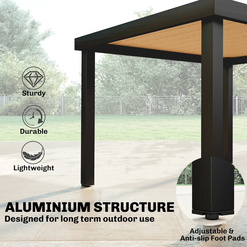 Outsunny Aluminum Outdoor Dining Table for 6, Patio Rectangular Table, 47.2" x 35.4" x 29.1", Natural