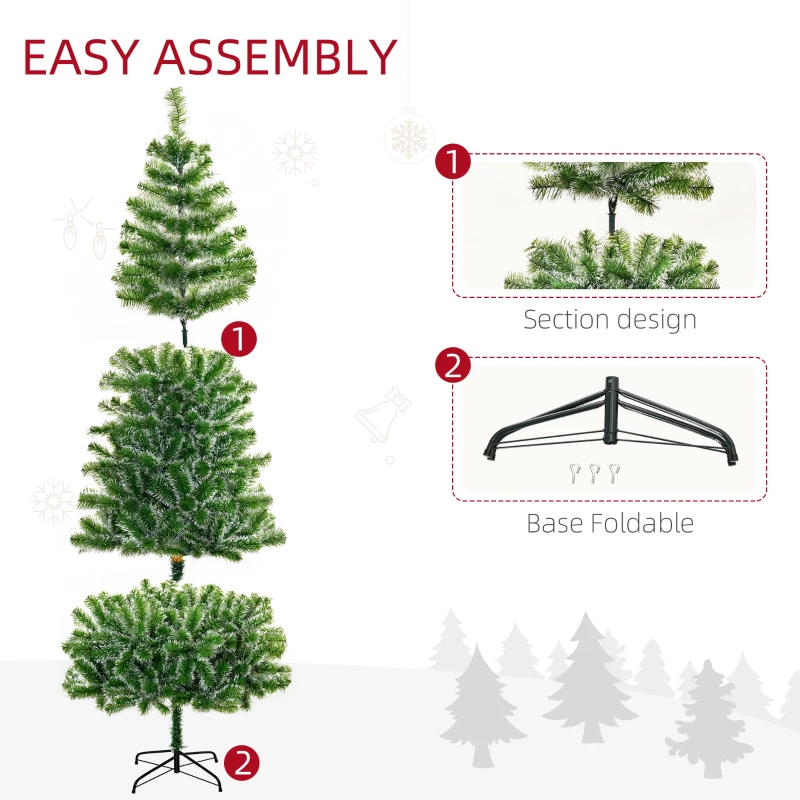 HOMCOM 7FT Christmas Tree Artificial Classic Tree Holiday Indoor Decoration, with Mental Support 968 Tips, Green