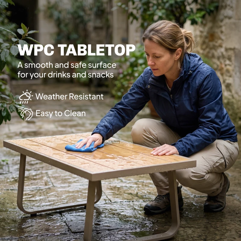 Outsunny 4 Piece Patio Furniture Set, Outdoor Sofa Set with Loveseat, 2 Armchairs, Coffee Table and Cushions