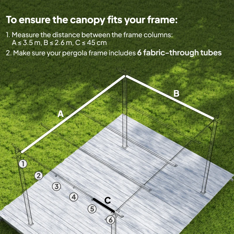Outsunny 8.5' x 11.5' Retractable Pergola Canopy Replacement, Fit 10' x 13' Frame, Pergola Cover Replacement Top Only, Coffee