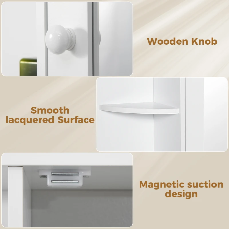 HOMCOM Mirrored Bathroom Wall Cabinet Wall Mounted Medicine Cabinet with Door & Shelves, White