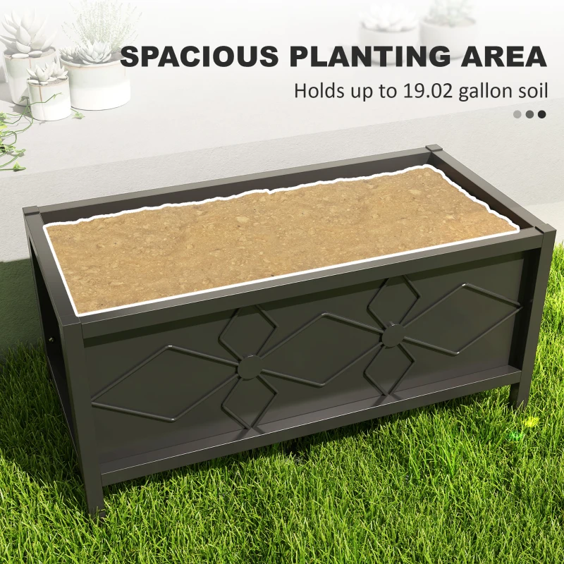 Outsunny Galvanized Raised Garden Bed with Drainage Holes, Metal Raised Flower Bed, Outdoor Galvanized Planter Box for Herbs