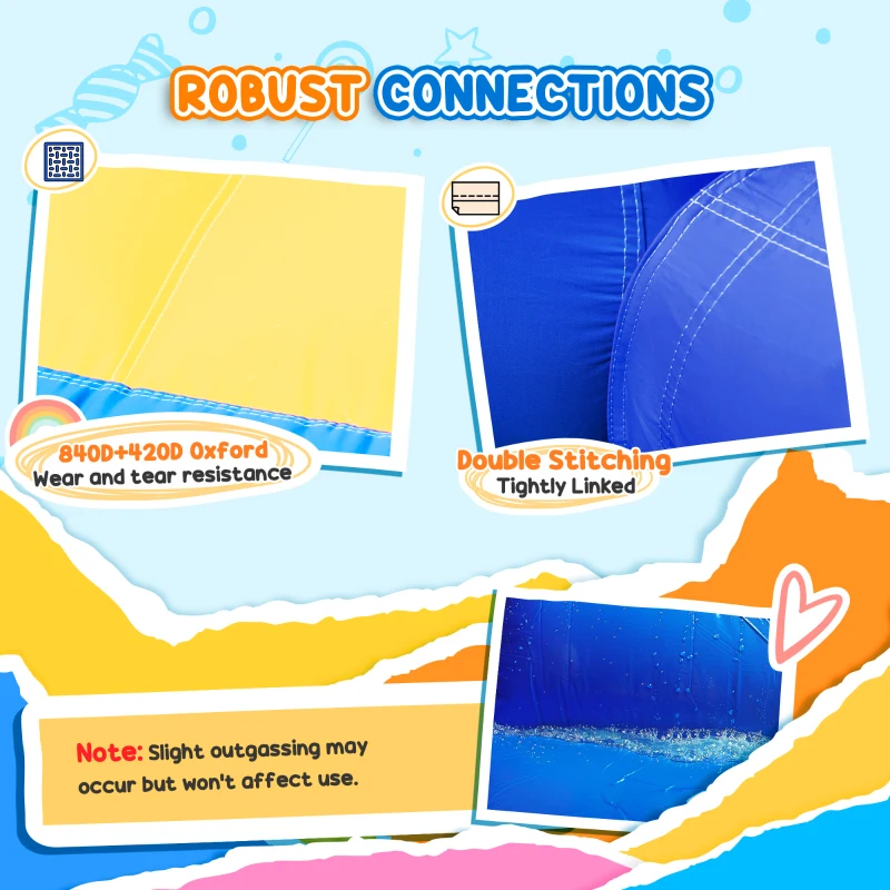 Qaba 6 in 1 Inflatable Water Slide Park with Splash Pools, 2 Slides, Trampoline, Climbing Wall, Cannon, Basketball Hoop