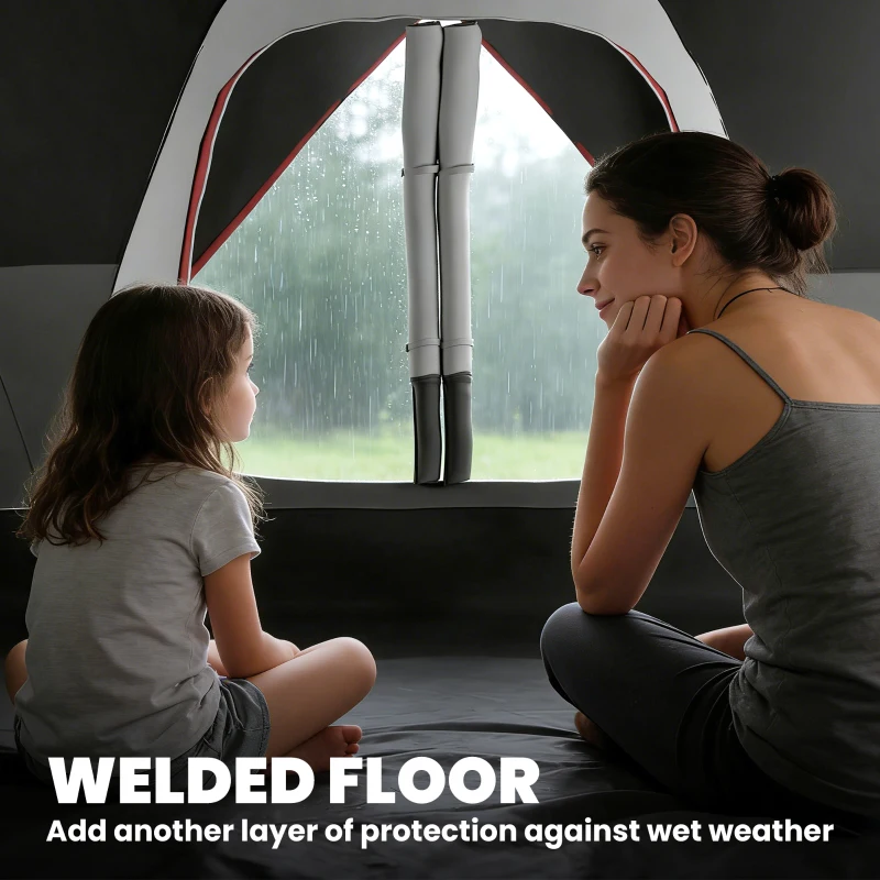 Outsunny Camping Tent for 6-8 Man with 2000mm Waterproof Rainfly and Carry Bag for Fishing Hiking Festival, Dark Grey