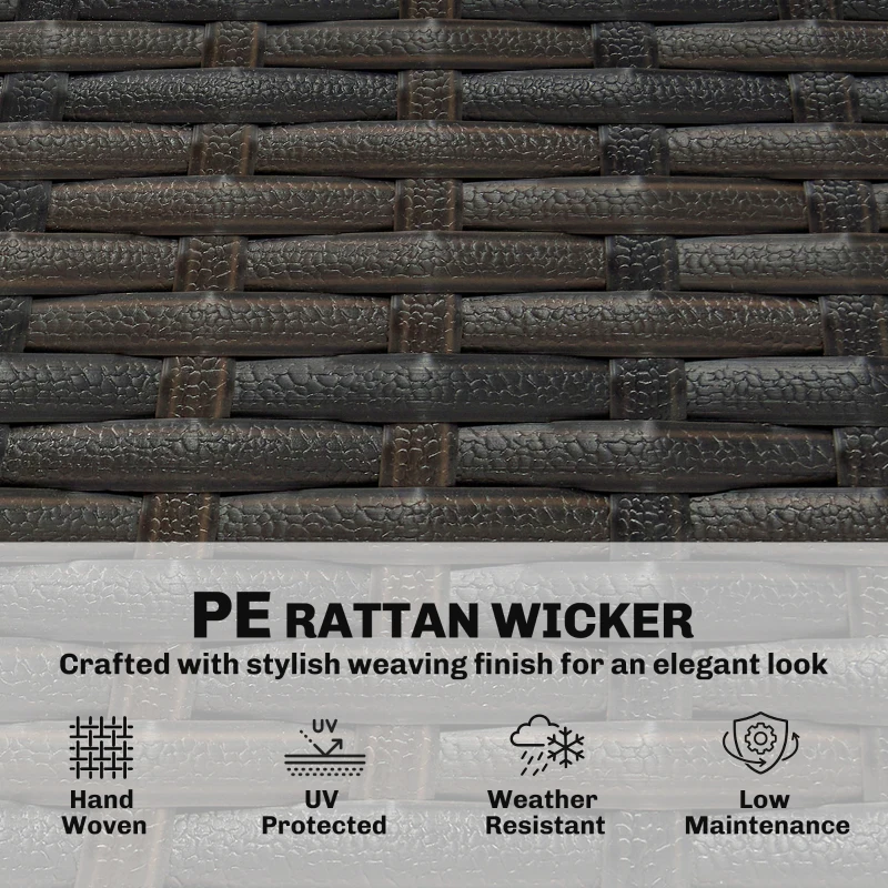 Outsunny 3 Seater Outdoor Couch Sofa, PE Wicker Patio Sofa, Wide Deep Seat, 4" Cushions, Wood-Effect Armrests Legs, Gray