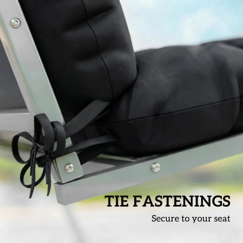 Outsunny 4-Piece Back and Seat Cushion Pillows Replacement and Pillows, Patio Chair Cushions Set with Ties, Black