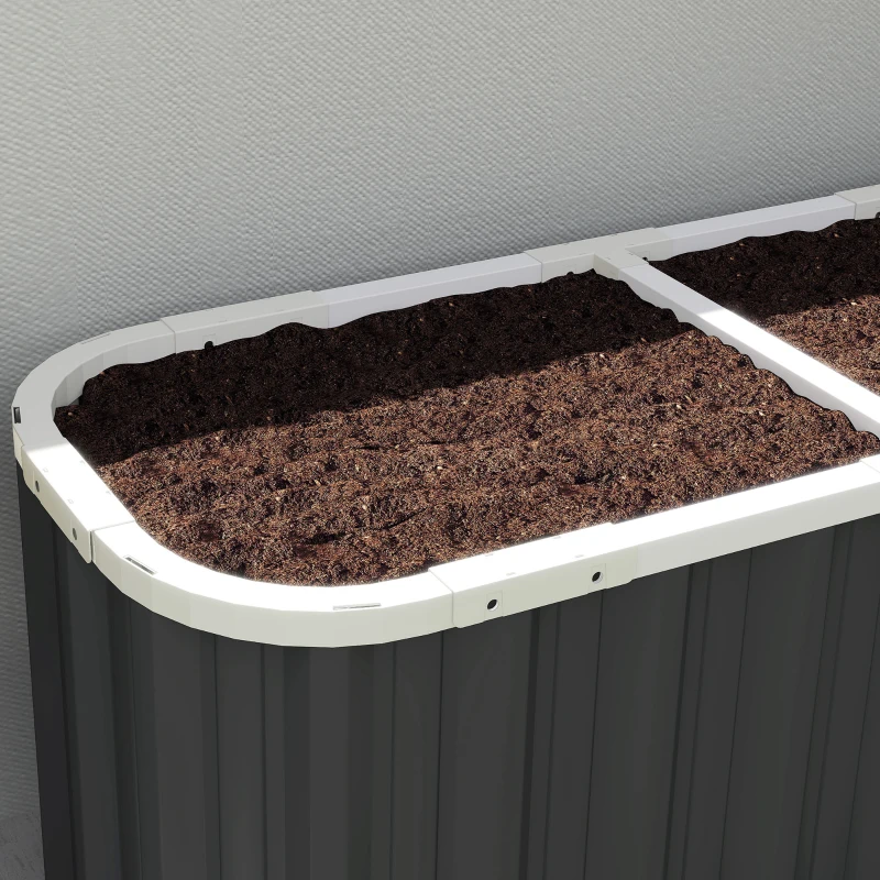 Outsunny Galvanized Raised Garden Bed, Deep Root Planter Box, Outdoor Garden Bed with Plant Labels, 5' x 2' x 2', Dark Grey