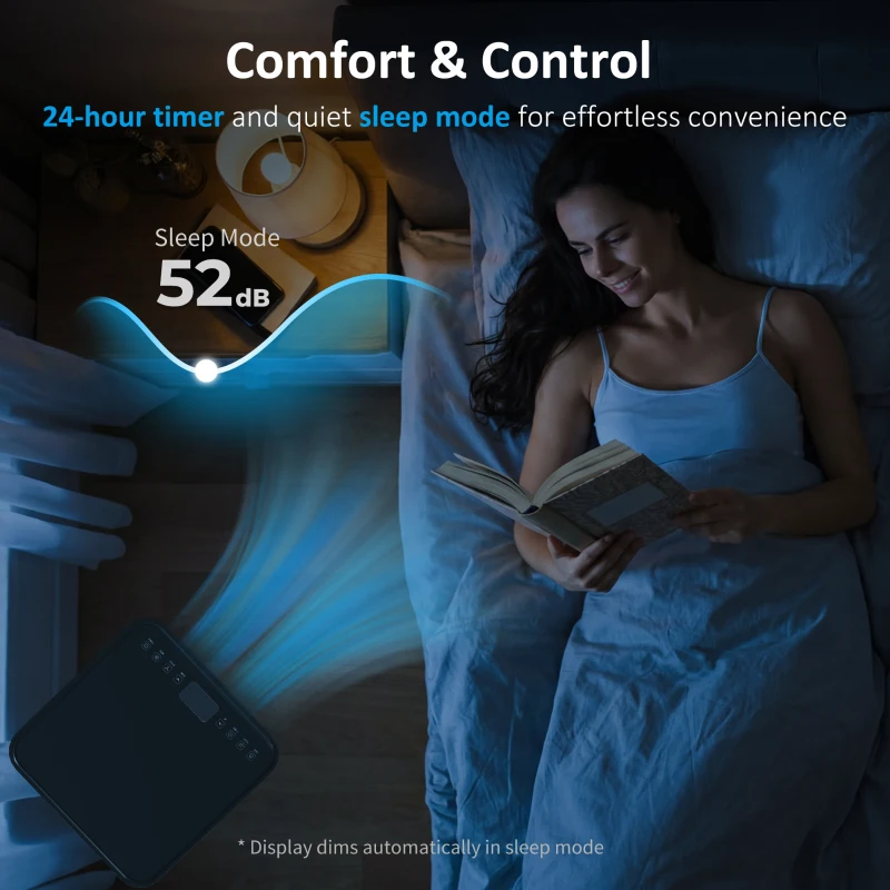 HOMCOM 8000 BTU Portable Air Conditioner with Fan & Dehumidifier Mode, Quiet AC Unit with Remote Control, 24-Hour Timer, Black