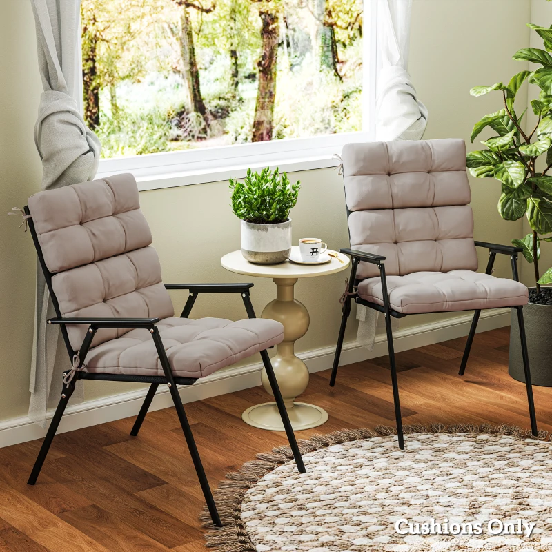 Outsunny 2-Piece Back Seat Cushion Replacement, Outdoor Patio Chair Cushions Set with Ties, Button Tufted, Beige