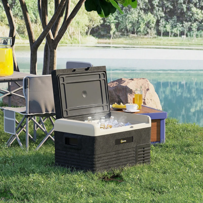 Outsunny 12 Volt Car Refrigerator, 32QT Car Fridge Electric Cooler, 12/24V DC and 100-240V AC, -68-68 ℉, Portable Refrigerator