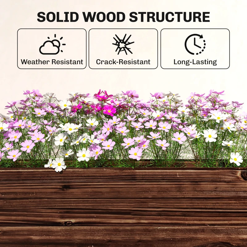 Outsunny 3-Tier Wooden Raised Garden Bed with Legs, 23.6" x 9.8" x 47.2" Elevated Planter Box with Drainage Holes and Bed Liner