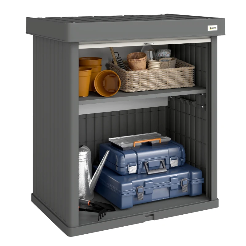 Outsunny 82 Gallon Outdoor Storage Cabinet, UV Resistant Garden Storage Container for Patio, Porch, Poolside, Grey