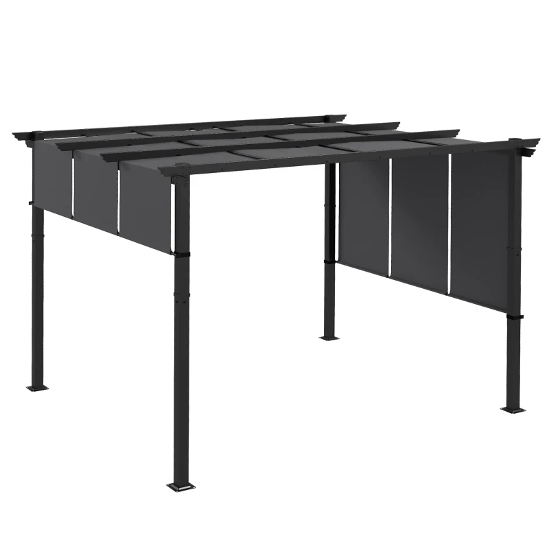 Outsunny 10' x 12' Metal Pergola, Outdoor Pergola with Retractable Canopy, for Garden, Patio, Backyard, Deck