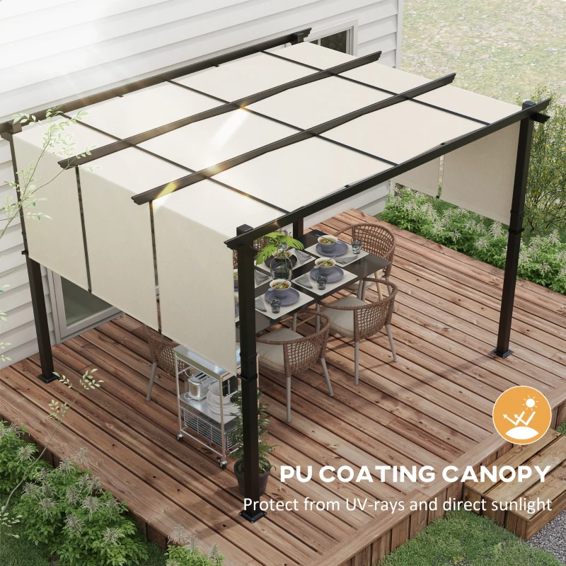 Outsunny 10' x 12' Metal Pergola, Outdoor Pergola with Retractable Canopy, for Garden, Patio, Backyard, Deck
