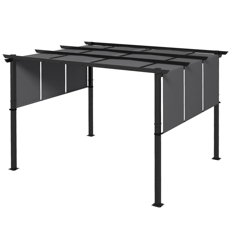 Outsunny 10' x 12' Metal Pergola, Outdoor Pergola with Retractable Canopy, for Garden, Patio, Backyard, Deck