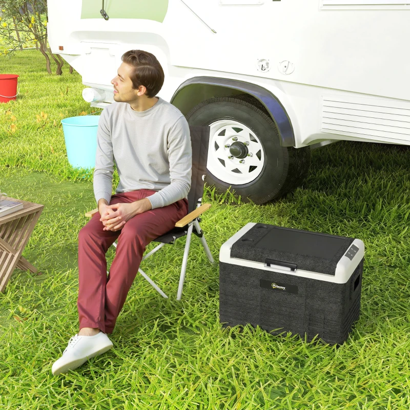 Outsunny 12 Volt Car Refrigerator, 32QT Car Fridge Electric Cooler, 12/24V DC and 100-240V AC, -68-68 ℉, Portable Refrigerator