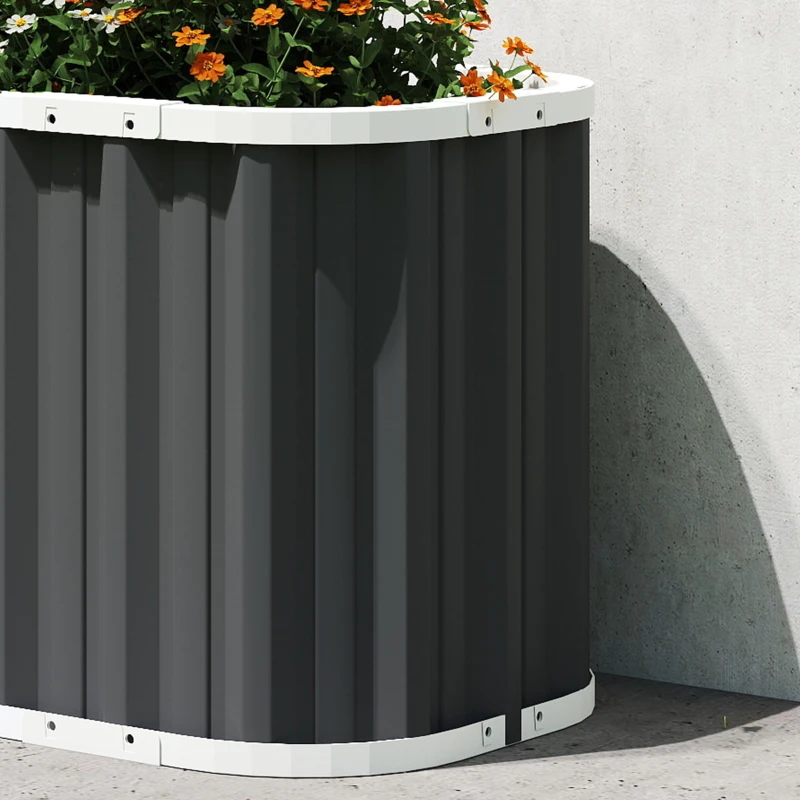 Outsunny Galvanized Raised Garden Bed, Deep Root Planter Box, Outdoor Garden Bed with Plant Labels, 5' x 2' x 2', Dark Grey