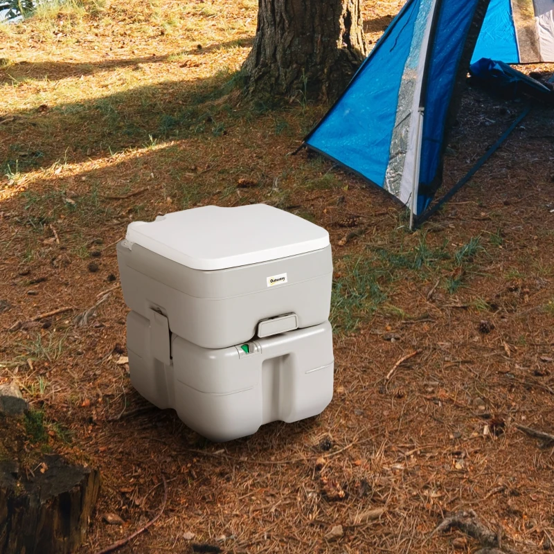 Outsunny Porta Potty, 5.3 Gallon Portable Toilet with Level Indicator and Anti-Leak Pump for Camping, Boating, Hiking, Travel, RV