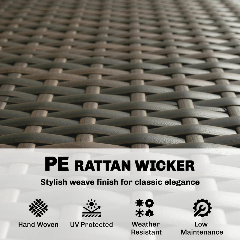 Outsunny 3 Pieces Patio Furniture Set with Cushions, Outdoor PE Rattan Wicker Conversation Corner Sofa Set with Glass Top Table