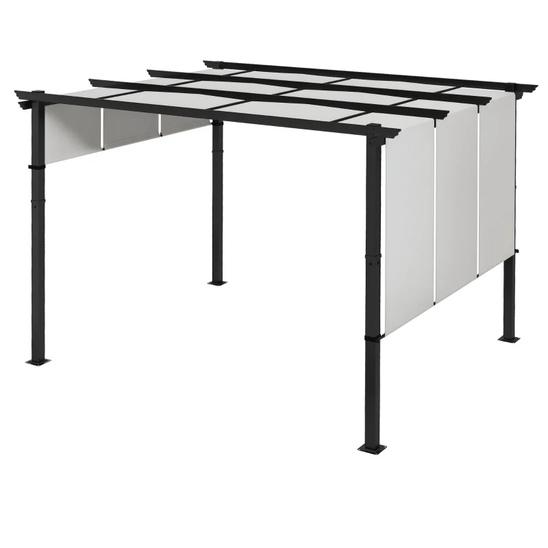 Outsunny 10' x 12' Metal Pergola, Outdoor Pergola with Retractable Canopy, for Garden, Patio, Backyard, Deck