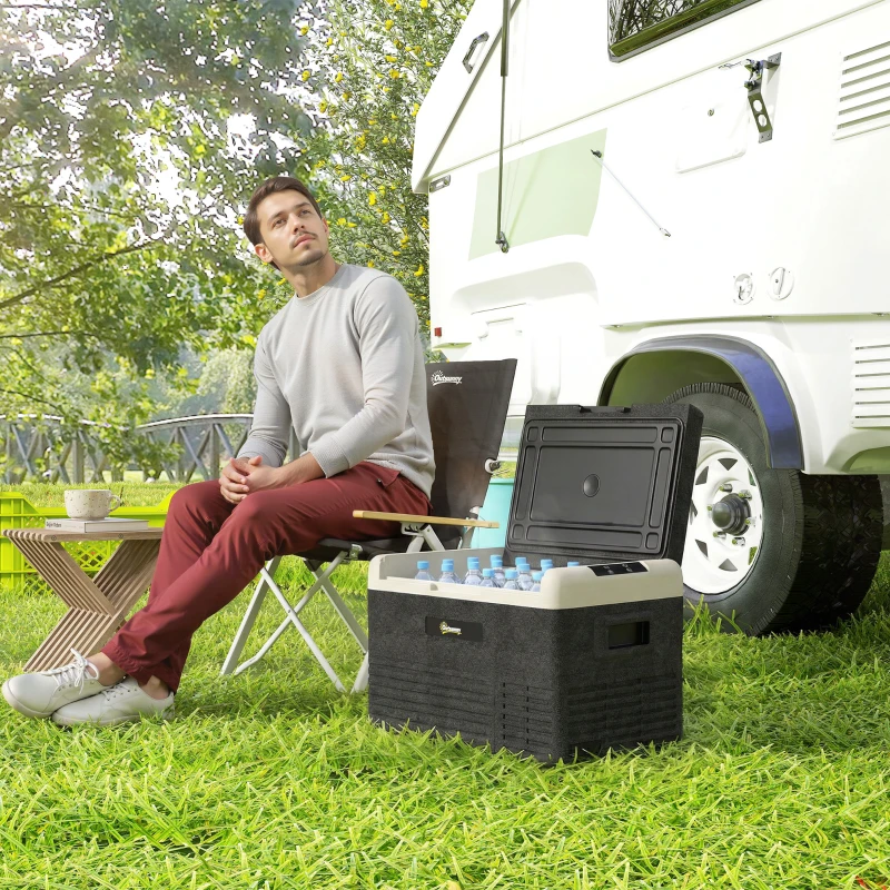 Outsunny 12 Volt Car Refrigerator, 32QT Car Fridge Electric Cooler, 12/24V DC and 100-240V AC, -68-68 ℉, Portable Refrigerator