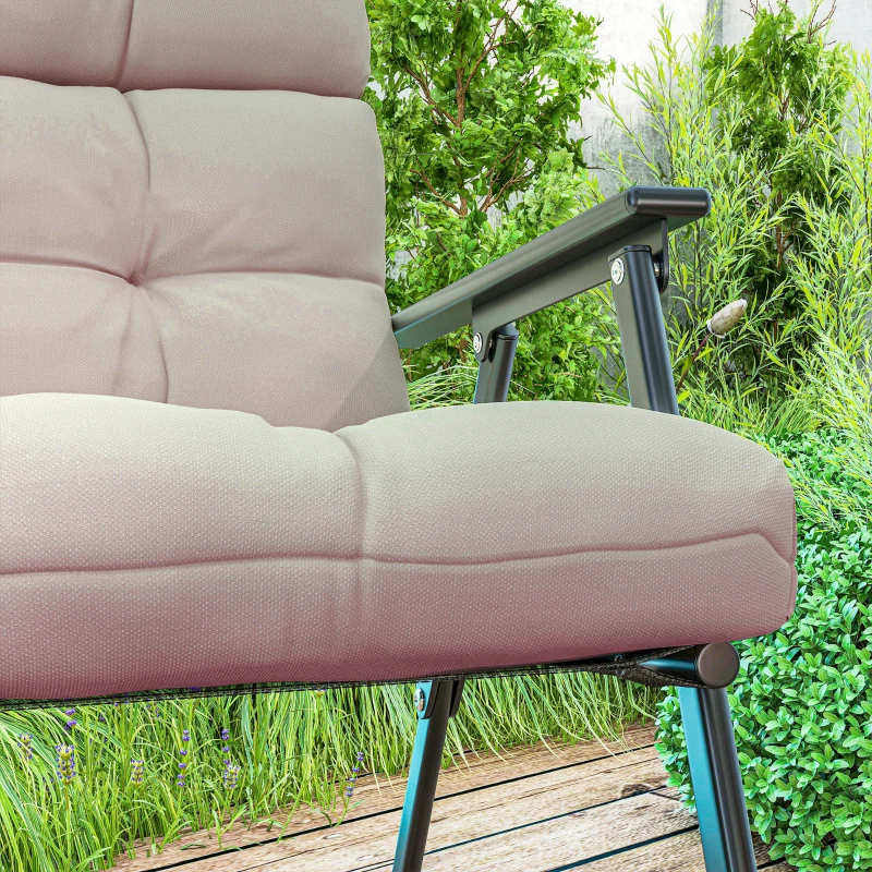 Outsunny 2-Piece Back Seat Cushion Replacement, Outdoor Patio Chair Cushions Set with Ties, Button Tufted, Beige