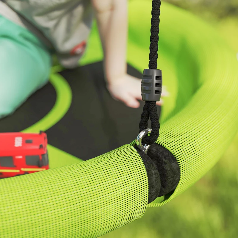 Qaba 100cm Diameter Nest Seat for Kids with Height Adjustable Hanging Ropes for Outdoor, Playground, Garden, Green
