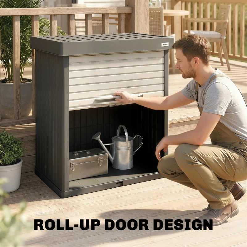 Outsunny 82 Gallon Outdoor Storage Cabinet, UV Resistant Garden Storage Container for Patio, Porch, Poolside, Grey