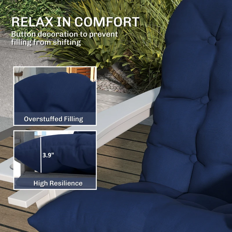 Outsunny Adirondack Chair Cushions Set of 2 with Ties, Navy Blue