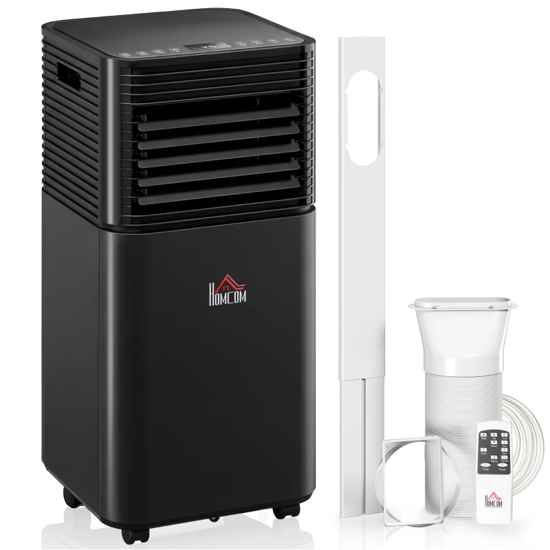 HOMCOM 8000 BTU Portable Air Conditioner with Fan & Dehumidifier Mode, Quiet AC Unit with Remote Control, 24-Hour Timer, Black