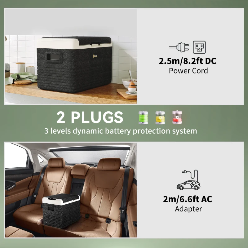 Outsunny 12 Volt Car Refrigerator, 32QT Car Fridge Electric Cooler, 12/24V DC and 100-240V AC, -68-68 ℉, Portable Refrigerator