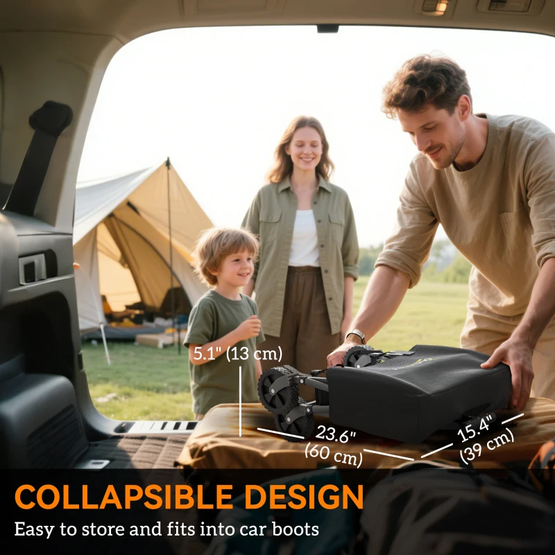 Outsunny Small Collapsible Folding Garden Cart, Heavy Duty Lawn Wagon with Universal Wheels and Adjustable Handle, Black