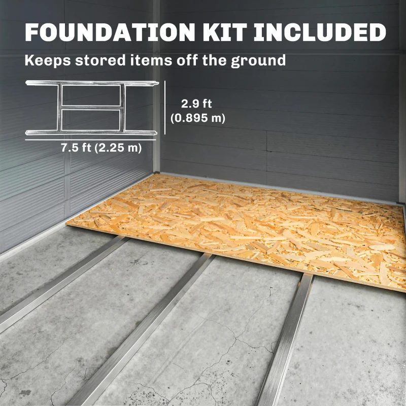 Outsunny 8' x 6' Plastic Garden Storage Shed with Latch Door, Vents, Sloped Roof, Dark Grey