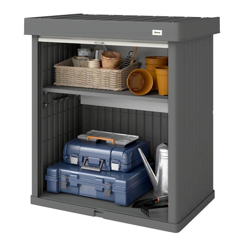 Outsunny 82 Gallon Outdoor Storage Cabinet, UV Resistant Garden Storage Container for Patio, Porch, Poolside, Grey