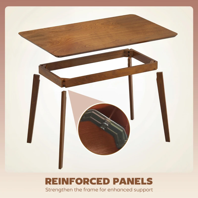 HOMCOM 47.2" Rectangle Dining Table for 4, Mid-Century Modern Kitchen Table with Rubber Wood Legs for Dining Room, Walnut