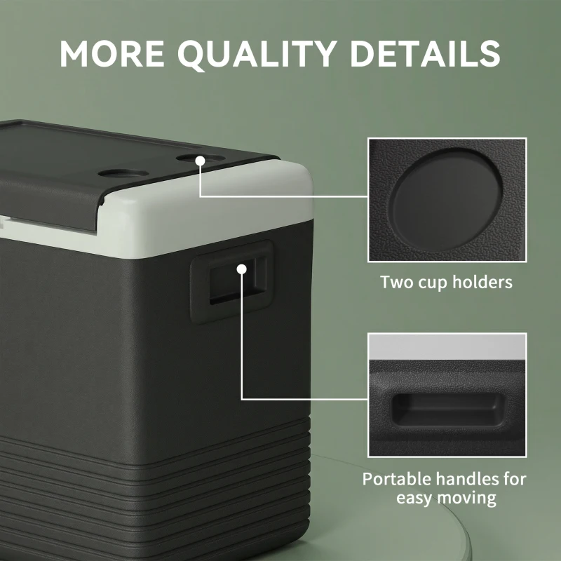 Outsunny 12 Volt Car Refrigerator, 53QT Car Fridge Electric Cooler, 12/24V DC and 100-240V AC, -68-68 ℉, Portable Refrigerator