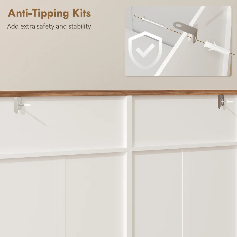 HOMCOM Shoe Storage Cabinet with 4 Flip Drawers, Farmhouse Narrow Shoe Cabinet, Holds Up to 24 Pairs, White