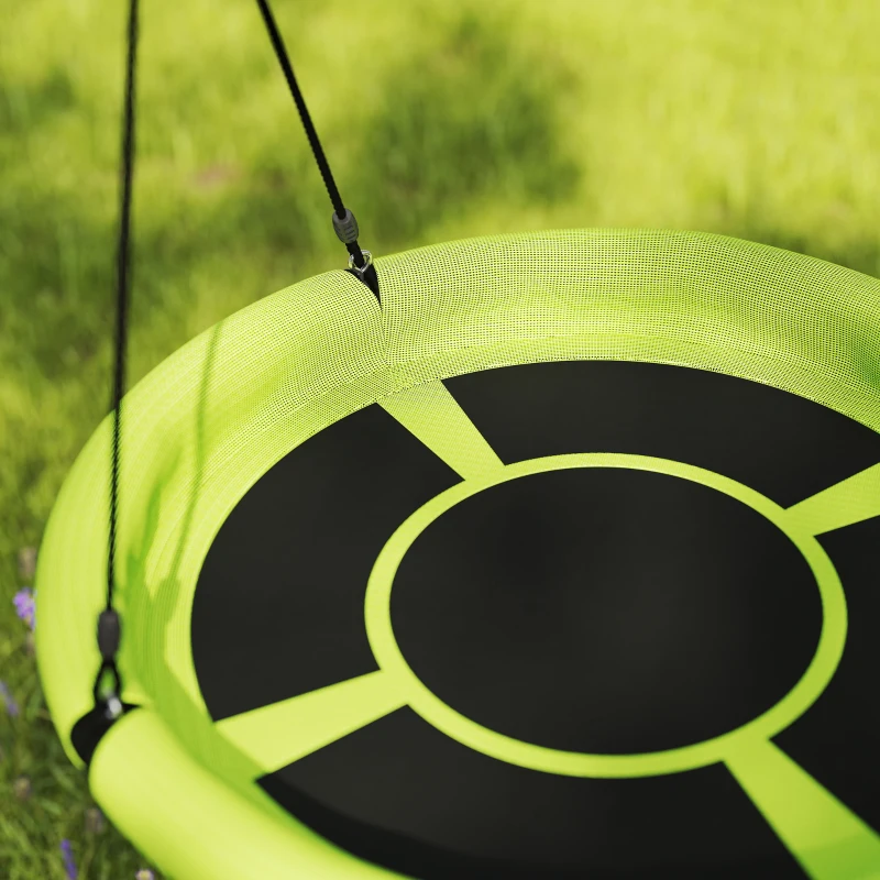 Qaba 100cm Diameter Nest Seat for Kids with Height Adjustable Hanging Ropes for Outdoor, Playground, Garden, Green