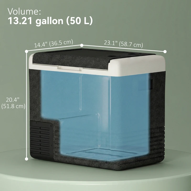 Outsunny 12 Volt Car Refrigerator, 53QT Car Fridge Electric Cooler, 12/24V DC and 100-240V AC, -68-68 ℉, Portable Refrigerator