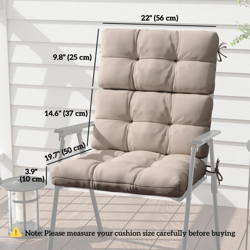 Outsunny 2-Piece Back Seat Cushion Replacement, Outdoor Patio Chair Cushions Set with Ties, Button Tufted, Beige