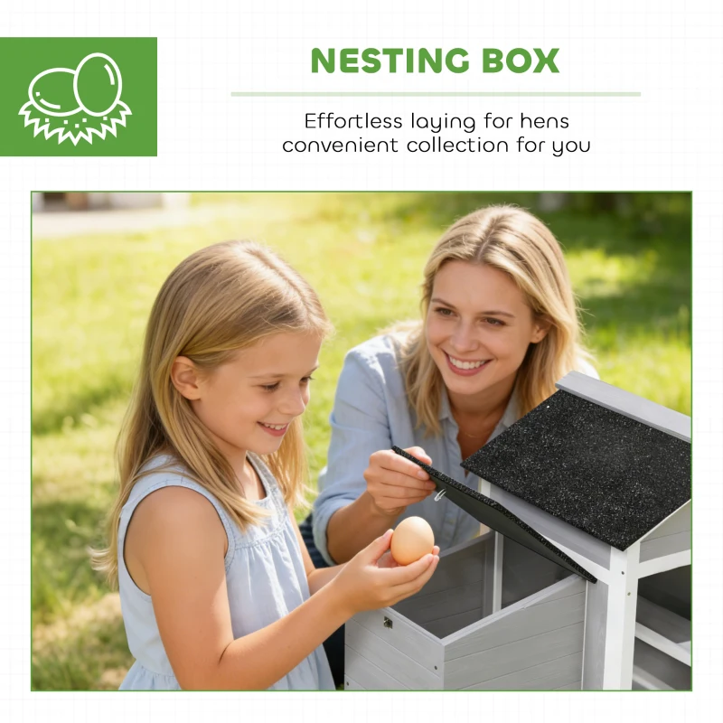 PawHut Wooden Chicken Coop with Nesting Box, Pull-out Metal Tray, for 1-2 Chickens, 36" x 25" x 27"