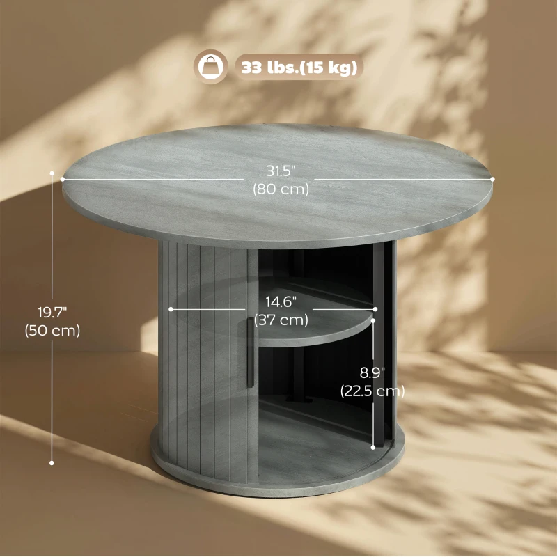 HOMCOM Round Coffee Table, 31.5" Center Table, Cement Grey