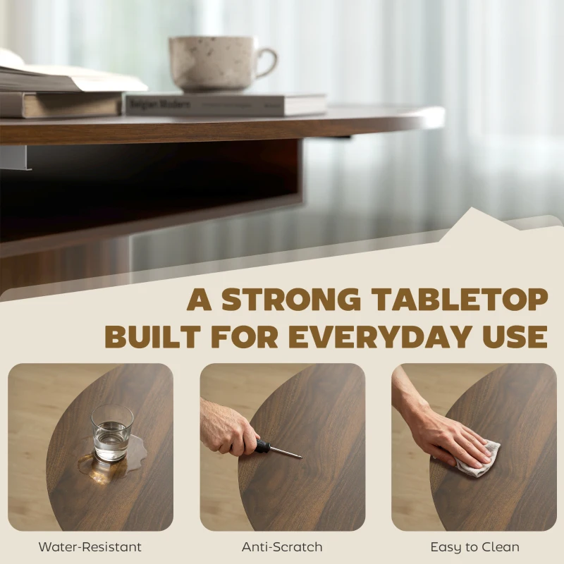 HOMCOM Extendable Dining Table for 6, 60" Farmhouse Kitchen Table with 2-Tier Storage Shelf and Fluted Sliding Doors, Walnut