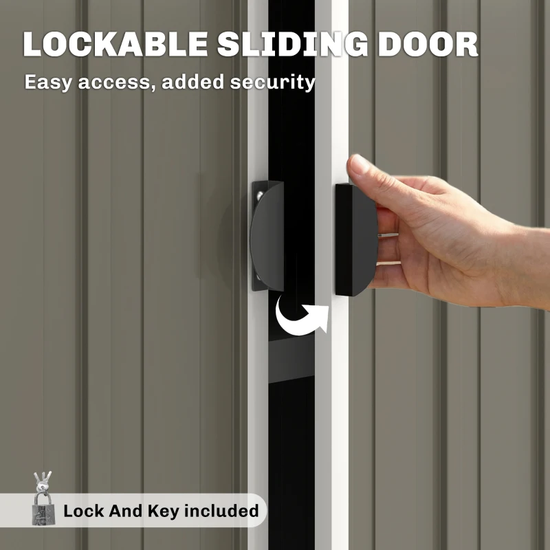 Outsunny Outdoor Storage Shed Apex Roof Metal Garden Shed with Shelf for Backyard, Light Grey