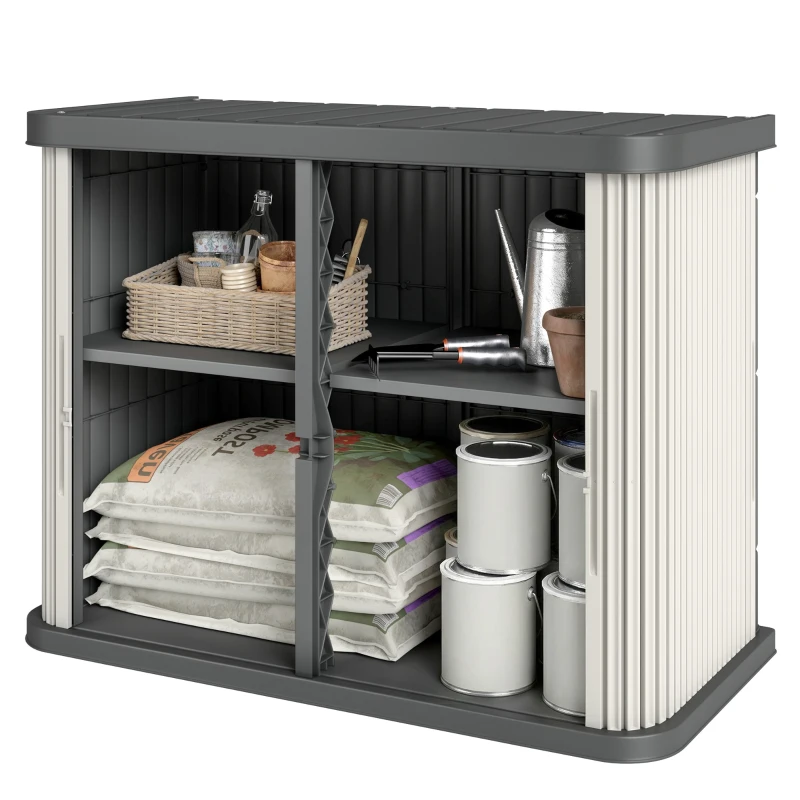 Outsunny 127 Gallon Outdoor Storage Cabinet, UV Resistant Garden Storage Container for Patio, Porch, Poolside, Grey