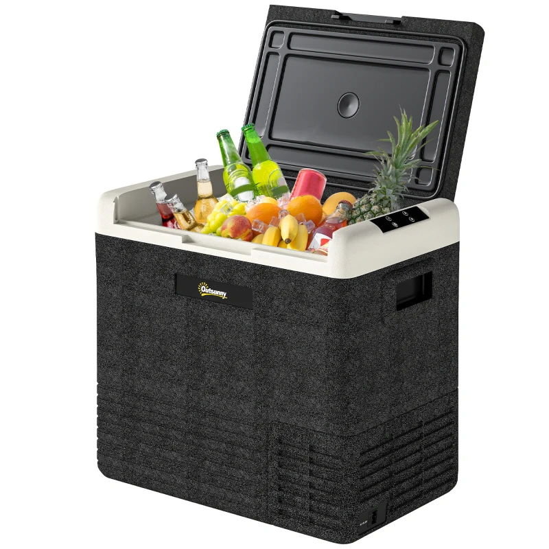 Outsunny 12 Volt Car Refrigerator, 53QT Car Fridge Electric Cooler, 12/24V DC and 100-240V AC, -68-68 ℉, Portable Refrigerator