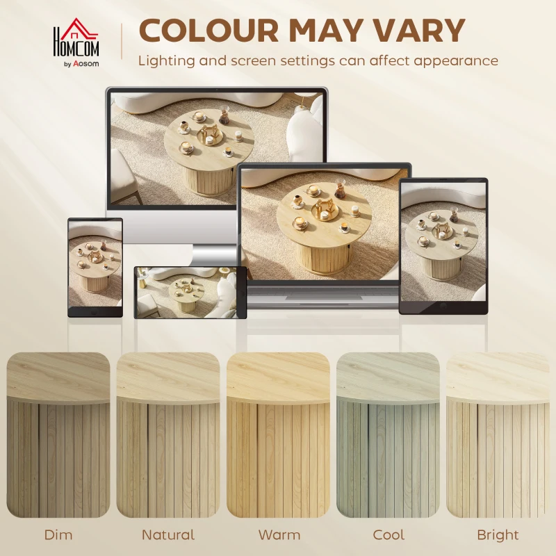 HOMCOM Round Coffee Table, 31.5" Center Table, Natural Wood